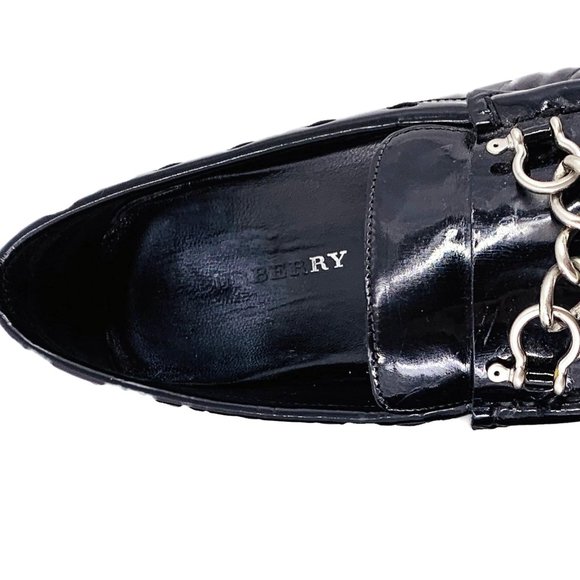BURBERRY Black Patent Leather Loafers Size 36 - Picture 4 of 11